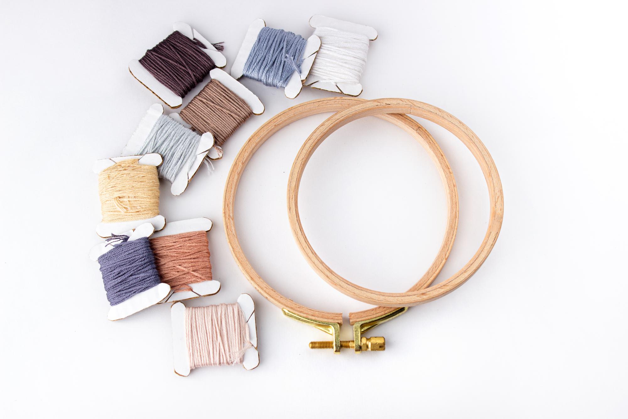 assorted threads and hoops for classes